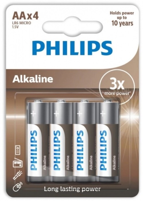 alkaline Batteries AA LR6 1.5V Philips 4un