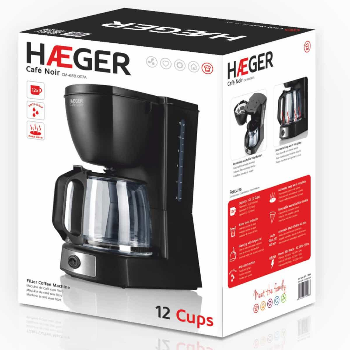 Haeger Coffee Machine Noir 680W