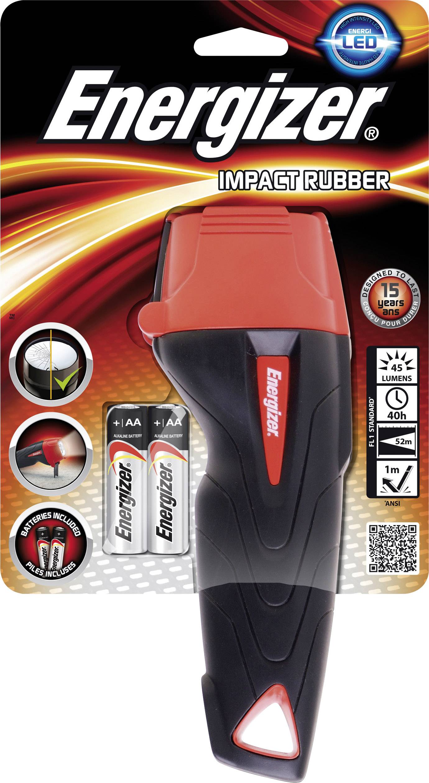 Energizer Impact Rubber flashlight 1un+2xAA