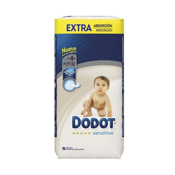 Diapers Dodot Sensitive S.4 10-15kg 52 Units
