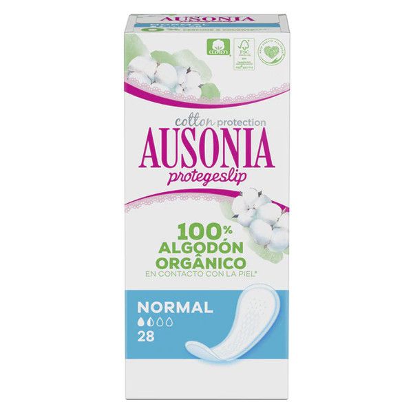 Pensos higiênicos 100% algodão normal Ausonia 28un
