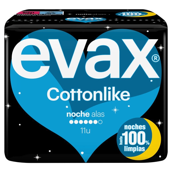 Evax Cottonlike Night Wings Sanitary Pads 11un