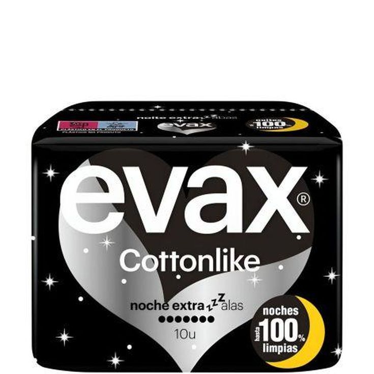 Evax Cottonlike Night Extra Wings Sanitary Pads 10un