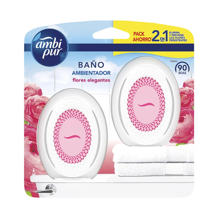 Ambientador WC Ambipur Flores Elegantes 50 dias sem pilhas 2un