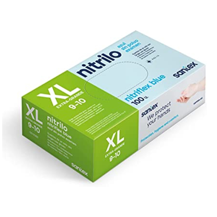Santex Blue Powder-free Nitrile Gloves XL 100un