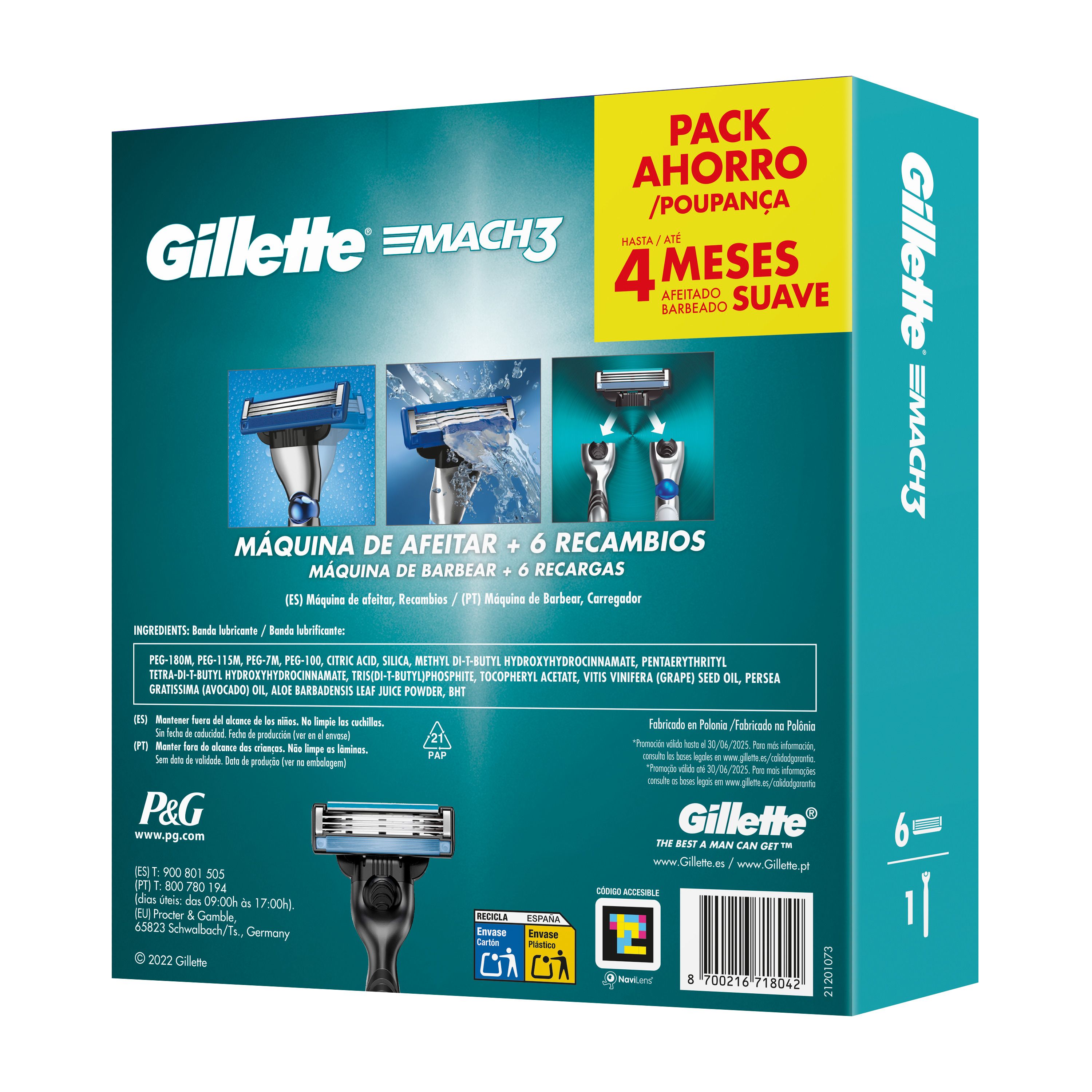 Máquina de Barbear Gillette Mach3 + 5 recargas