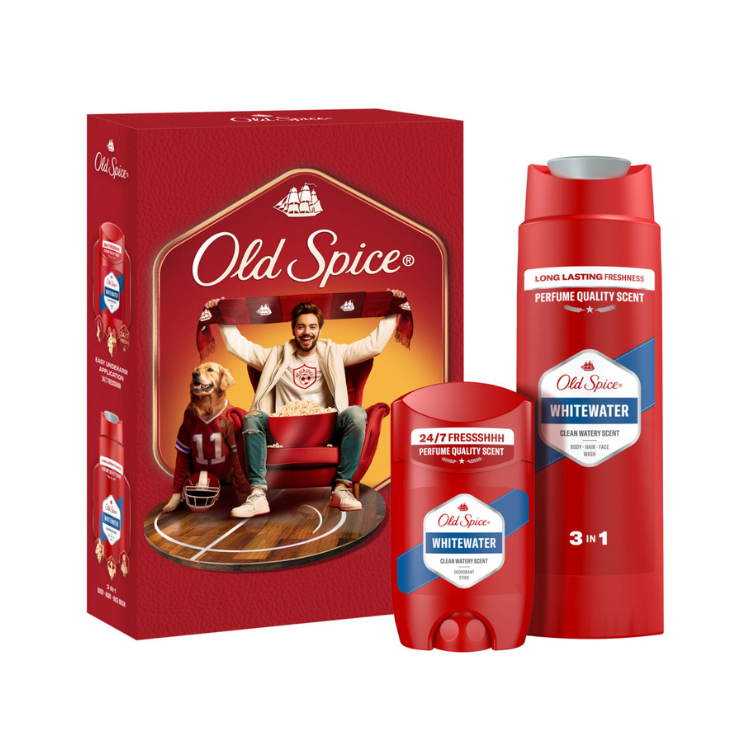 conjunto old spice whitewater deo stick 50ml+body/face/hair wash 250ml